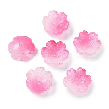 Transparent Spray Paint Glass Bead Caps(GLAA-H035-04H)-1