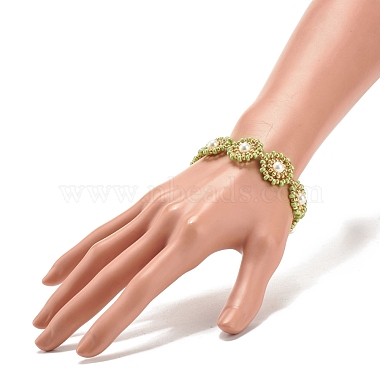 Bracelet lien fleur perle coquillage(BJEW-JB08084-03)-3