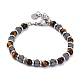 Natural Tiger Eye & Magnetic Synthetic Hematite Round Beaded Bracelet(BJEW-P339-02P-03)-1