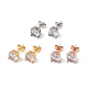 6 Pairs Cubic Zirconia Flat Round Stud Earrings(EJEW-G291-04D-M)-2