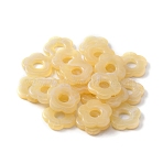 Acrylic Beads, Imitation Gemstone Style, Half Drilled, Flower, Light Khaki, 26x27x5mm, Hole: 1.6mm(MACR-WH0007-26O)