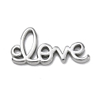 304 Stainless Steel Pendants, Word Love Charms, Stainless Steel Color, 20x10x1.5mm, Hole: 1.4mm(SA-B007-04P-A)