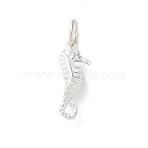 925 Sterling Silver Sea Animal Sea Horse Charms, with Jump Rings, Sea Horse, 15x6x4.5mm, Hole: 3.7mm(STER-E071-02S-05)