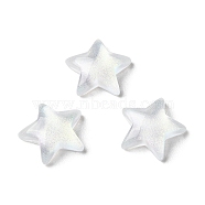K9 Glass Cabochons, with Glitter Powder, Star, White, 10x10.5x3mm(GGLA-Z003-03A-001JW)