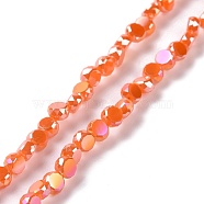 Electroplate Glass Beads Strands, AB Color Plated, Faceted, Flat Round, Dark Orange, 4.5x2.5~3mm, Hole: 0.8mm, about 145~150pcs/strand, 21.26''(54cm)(GLAA-E036-04B)