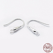 925 Sterling Silver Earring Hooks, Silver, 13.5~15x11~13x2.5mm, Hole: 1mm, 20 Gauge, Pin: 0.8mm(STER-I014-11S)