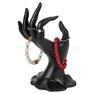 Hand Resin Finger Ring Display Stands, OK Shaped Hand Ring Bracelet Organizer Holder, Black, 9.4x10.45x17.5cm(RDIS-WH0006-26)