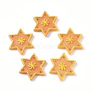 Christmas Theme Resin Cabochons, for Jewelry Making, Star Shaped Biscuit, Imitation Food  , Orange, 23x26x4.5mm(RESI-CJC0001-37D)