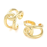Brass Knot Open Cuff Rings for Women, Real 18K Gold Plated, Inner Diameter: 18mm(RJEW-D016-09G)