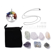 PandaHall Elite 20Pcs DIY Gemstone Pendant Necklacs Kits, Including Tree of Life Mixed Stone Big Pendants, 304 Stainless Steel Cable Chain Necklaces, Natural Gemstone Beads and Iron Bails, Stainless Steel Color, 19.7 inch(50cm)(DIY-PH0005-15)