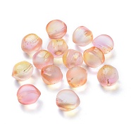 Transparent Glass Beads, Frosted, with Gold Foil, Half Drilled, Peach, Light Salmon, 11.5x11.5x11mm, Hole:1mm(GLAA-M040-C-02)