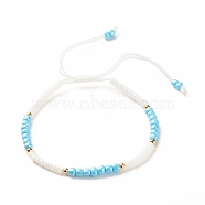 Glass Seed Beaded Bracelet, Adjustable Bracelet for Women, Light Cyan, Inner Diameter: 2-3/8~3-3/4 inch(5.9~9.6cm)(BJEW-JB08199-01)