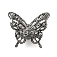 Brass Cubic Zirconia Beads, Long-Lasting Plated, Lead Free & Cadmium Free, Butterfly, Gunmetal, 15x17x8mm, Hole: 3mm(KKB-L215-033B)