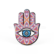 Porcelain Cup Mats, Coasters, with Anti-slip Cork Bottom, Water Absorption Heat Insulation, Hamsa Hand/Hand of Miriam with Eye, Flamingo, 150x100mm(PORC-PW0001-074I)