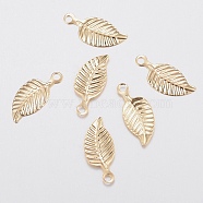 304 Stainless Steel Charms, for DIY Jewelry Making, Leaf, Golden, 14.5x6x0.5mm, Hole: 0.8mm(X-STAS-H436-54)