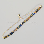 Vintage Ethnic Style Glass Tila Beaded Handmade Slider Bracelets for Women, Colorful, 11 inch(28cm)(ZN9527-14)