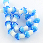 Mushroom Handmade Lampwork Beads Strands, Dodger Blue, 16x12mm, Hole: 2mm, about 20pcs/strand, 13.7 inch(LAMP-R116-17)