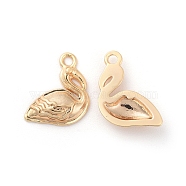 Brass Charms, Flamingo Shape, Real 18K Gold Plated, 11x9x2.5mm, Hole: 1.2mm(X-KK-S350-108G)