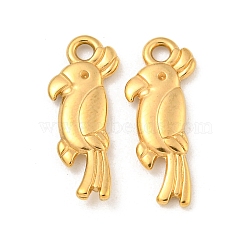 Ion Plating(IP) 304 Stainless Steel Pendants, Woodpecker Charms, Real 18K Gold Plated, 18.5x7x2mm, Hole: 1.6mm(STAS-N103-90G)