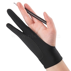 Nylon Artist Glove for Drawing Tablets, Free Size Gloves for Graphic Tablet, Black, 19x7.5cm(PW-WG70150-01)