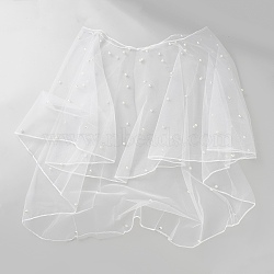 Polyester Lady Tulle Collars, Bridal Shawl, with Plastic Imitation Pearl, White, 540x500x7mm(AJEW-WH0596-069)