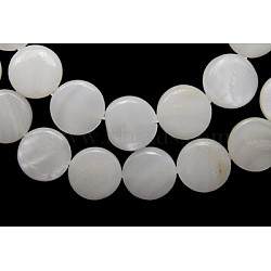 Natural Freshwater Shell Beads, Flat Round, White, Size: 25mm in diameter, 3.2mm thick, hole: 1mm(X-S00C20A2)