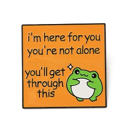 I'm Here for You You're Not Alone Alloy Brooches, Cartoon Frog Enamel Pins, Orange, 35x35mm(JEWB-M046-17A)