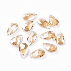 Faceted Glass Pendants, Teardrop, Brown, 15x9.5x5.5mm, Hole: 1mm(X-GLAA-F069-S-A18)