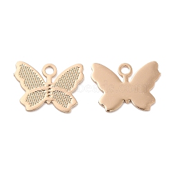 Long-Lasting Plated Brass Pendants, Butterfly Charm, Light Gold, 7.5x10x0.3mm, Hole: 1.1mm(KK-K336-05KCG)