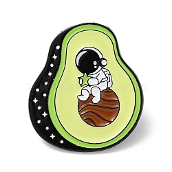 Zinc Alloy Brooches, Enamel Pins, for Backpack Cloth, Avocado, Spaceman, 30x26.5x1mm(JEWB-O013-01B-EB)