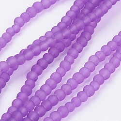 Transparent Glass Bead Strands, Frosted, Round, Blue Violet, 12mm, Hole: 1.3~1.6mm, about 70pcs/strand, 31.4 inch(X-GLAA-S031-12mm-32)