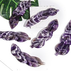 Natural Amethyst Healing Feather Figurines Ornament, Reiki Energy Stone Display Decorations, 90~110mm(PW-WG22438-01)