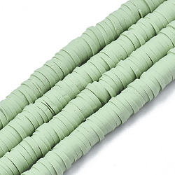 Handmade Polymer Clay Beads Strands, for DIY Jewelry Crafts Supplies, Heishi Beads, Disc/Flat Round, Dark Sea Green, 6x0.5~1mm, Hole: 1.8mm, about 290~320pcs/strand, 15.75 inch~16.14 inch(40~41cm)(CLAY-R089-6mm-157)