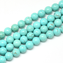 Synthetic Turquoise Beads Strands, Dyed, Round, 8mm, Hole: 1mm, about 48pcs/strand, 14.9 inch(X-G-R003-04)