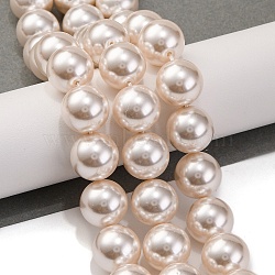 Baking Painted Pearlized Glass Pearl Round Bead Strands, PapayaWhip, 12mm, Hole: 1mm, about 32pcs/strand, 15.55''(39.5cm)(PEAR-H019-02E-02)