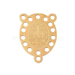 304 Stainless Steel Chandelier Component Links, Miraculous Medal Virgin, Golden, 20x15x1mm, Hole: 1.6mm(STAS-E547-01G)
