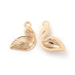 Brass Charms, Flamingo Shape, Real 18K Gold Plated, 11x9x2.5mm, Hole: 1.2mm(X-KK-S350-108G)
