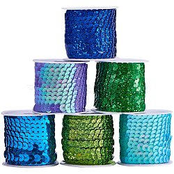 Eco-Friendly Plastic Paillette Beads, Sequins Beads, Ornament Accessories, Flat Round, Mixed Color, 6mm, about 5m/roll, 6rolls/set(PVC-PH0001-03)