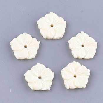 Synthetic Coral Beads, Dyed, Flower, Beige, 18~19x18.5~19.5x3.5~4mm, Hole: 1.6mm