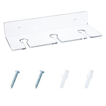 Acrylic Display Stands Set, with Iron Screws & Plastic Plugs, Wall-mounted, Clear, 11x28x4.85cm