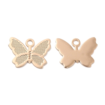 Long-Lasting Plated Brass Pendants, Butterfly Charm, Light Gold, 7.5x10x0.3mm, Hole: 1.1mm