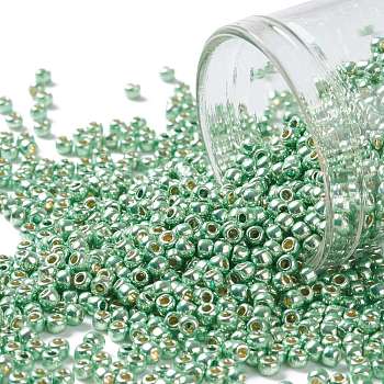 TOHO Round Seed Beads, Japanese Seed Beads, (PF570) PermaFinish Light Green Lime Metallic, 11/0, 2.2mm, Hole: 0.8mm, about 1110pcs/bottle, 10g/bottle