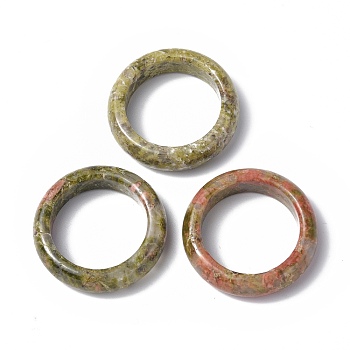 Natural Unakite Plain Band Ring, Gemstone Jewelry for Women, US Size 9(18.9mm)