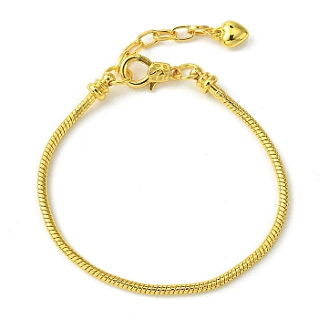 Brass Round Snake Chains Bracelets for Women, with Alloy Lobster Claw Clasps , Long-Lasting Plated, Golden, 7-7/8 inch(20cm)