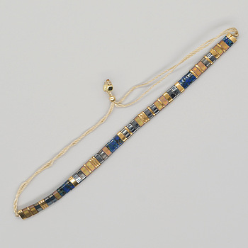 Vintage Ethnic Style Glass Tila Beaded Handmade Slider Bracelets for Women, Colorful, 11 inch(28cm)