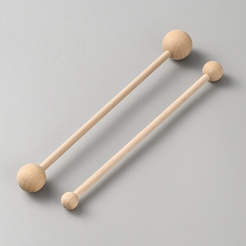 2Pcs Beech Wooden Double Round Stick, DIY Pottery Clay Sculpture Tool, Antique White, 214~235x19.5~29.5mm