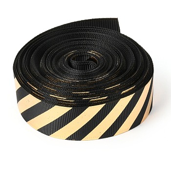 Laser Polyester Grosgrain Ribbon, Single Face Printed, for Bows Gift Wrapping, Festival Party Decoration, Stripe Pattern, 7/8 inch(22mm), 10 yards/roll(9.14m/roll)