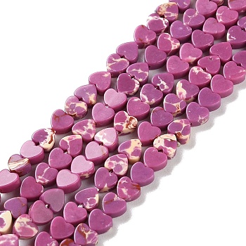 Dyed Synthetic Imperial Jasper Beads Strands, Heart, Purple, 4x4x2mm, Hole: 1mm, about 87~91pcs/strand, 13.78''~14.17''(35~36cm)