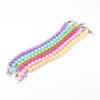 Plastic Beads Chain Belts, with Platinum Tone Iron Clasps, Mixed Color, 29.8cm