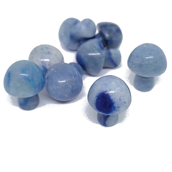 Natural Blue Aventurine Healing Mushroom Figurines, Reiki Energy Stone Display Decorations, 20mm
